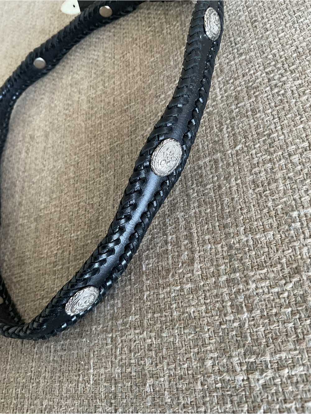 Braided Leather Concho Hat Bands - Black and Brown - Picture 3 of 8